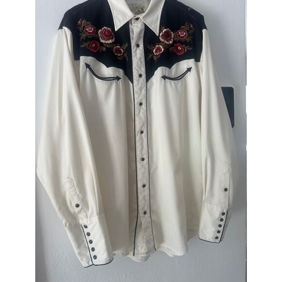 Vintage Roper embroidered Denver Colorado Ranchwear Western snap shirt top XL